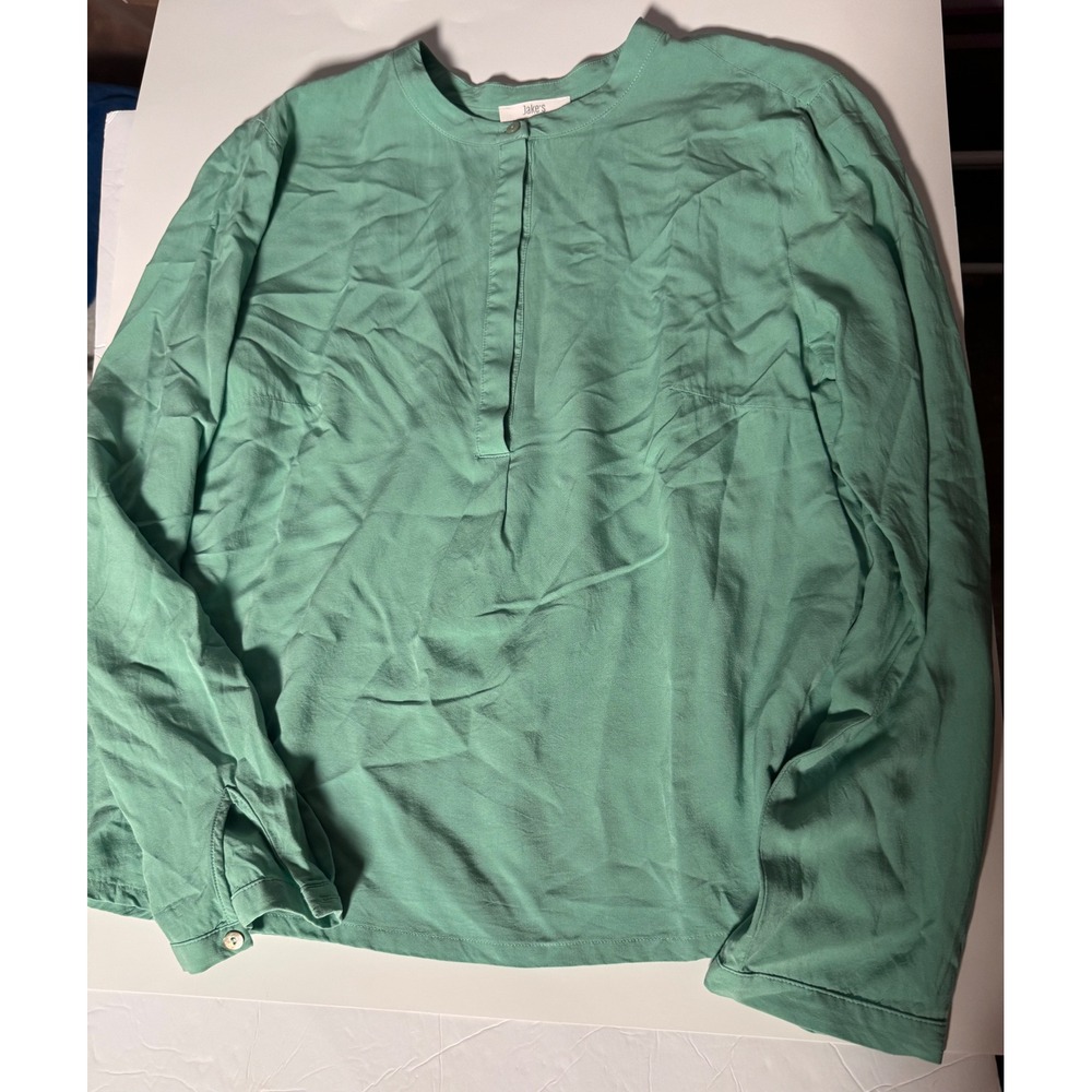 Jake's Sage Green Band Collar Long Sleeve Blouse Size 40